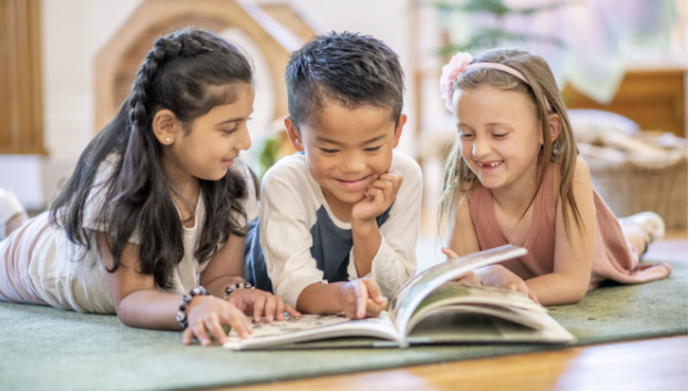 kids reading a book