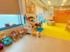 Nursery class room with toys and tables